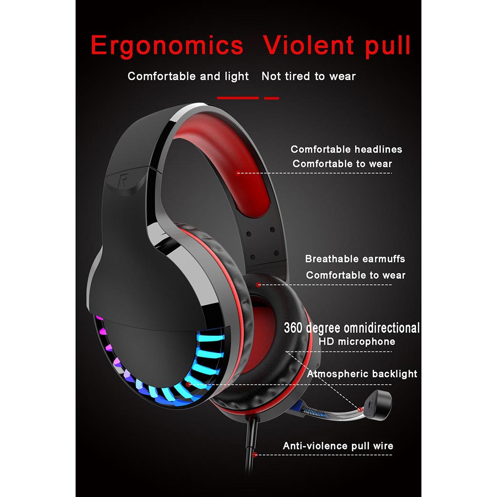 M18 Wired Colorful Glowing Stereo Gaming Headset Headphone with Mic