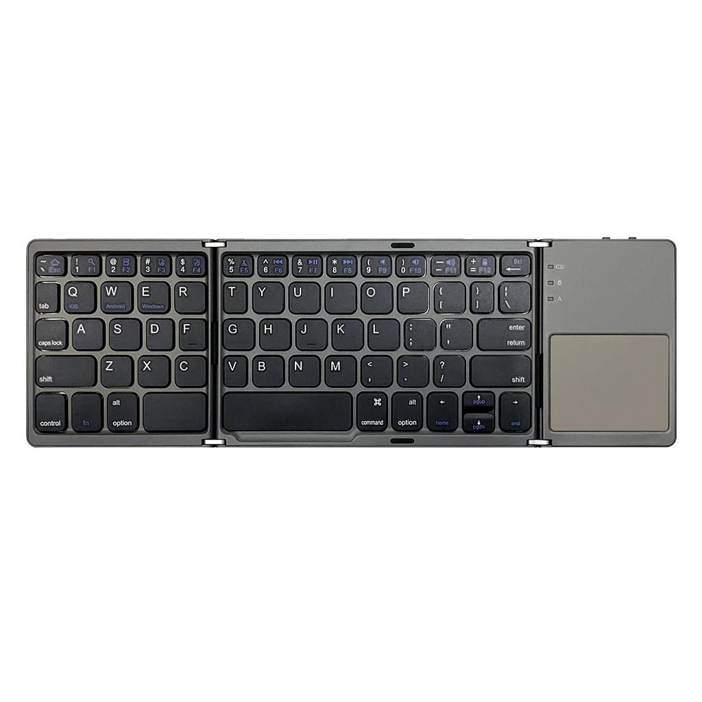 Ultra Slim Wireless Bluetooth Foldable Keyboard and Touchpad Black