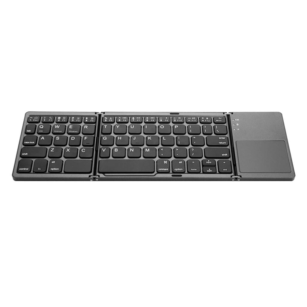 Ultra Slim Wireless Bluetooth Foldable Keyboard and Touchpad Black
