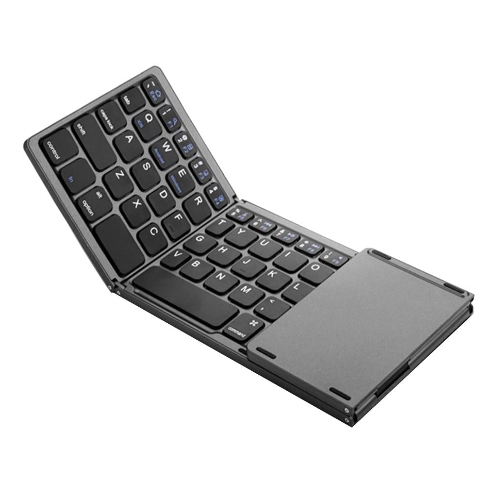 Ultra Slim Wireless Bluetooth Foldable Keyboard and Touchpad Black