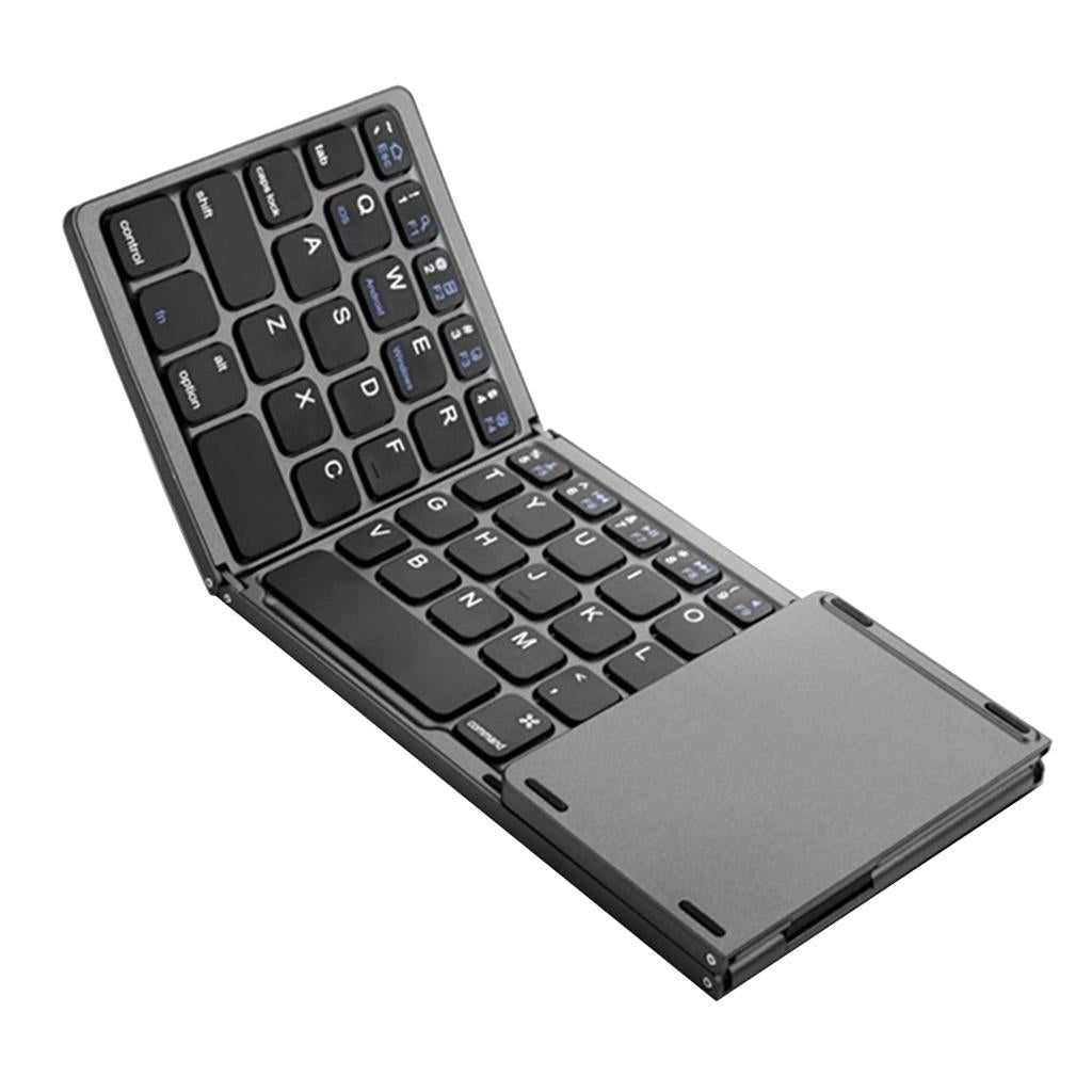Ultra Slim Wireless Bluetooth Foldable Keyboard and Touchpad Black