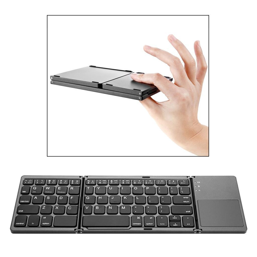 Ultra Slim Wireless Bluetooth Foldable Keyboard and Touchpad Black