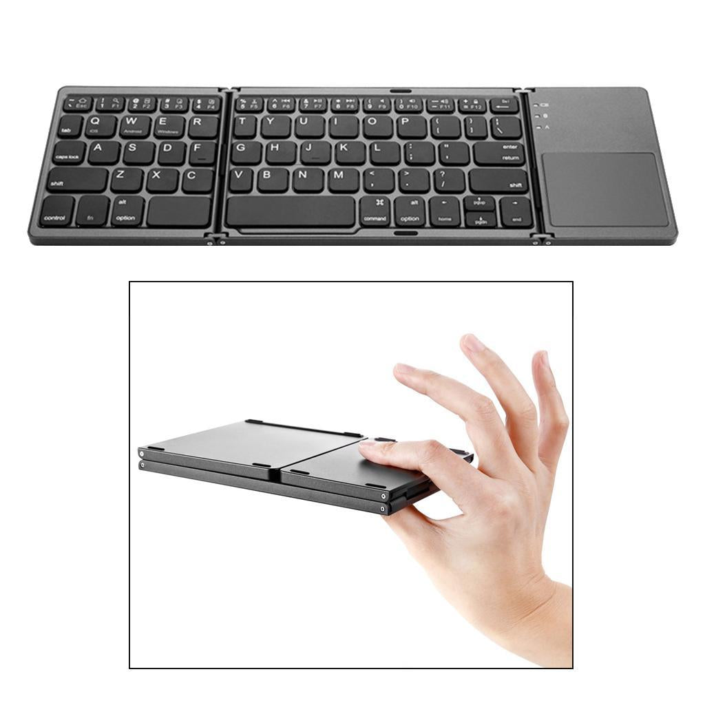 Ultra Slim Wireless Bluetooth Foldable Keyboard and Touchpad Black
