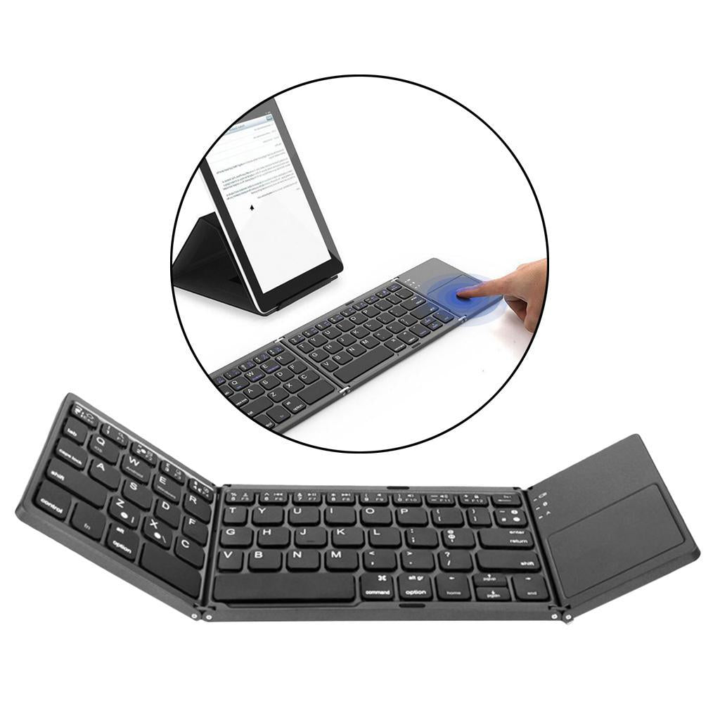 Ultra Slim Wireless Bluetooth Foldable Keyboard and Touchpad Black