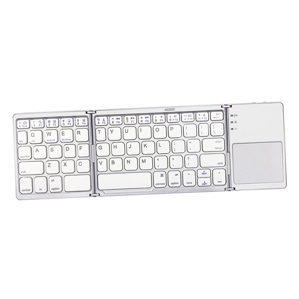 Ultra Slim Wireless Bluetooth Foldable Keyboard and Touchpad Silver