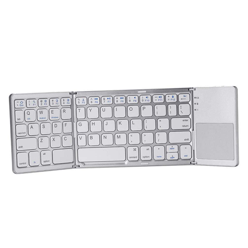 Ultra Slim Wireless Bluetooth Foldable Keyboard and Touchpad Silver