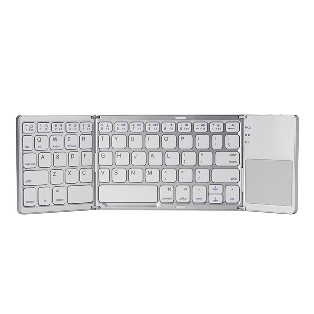 Ultra Slim Wireless Bluetooth Foldable Keyboard and Touchpad Silver