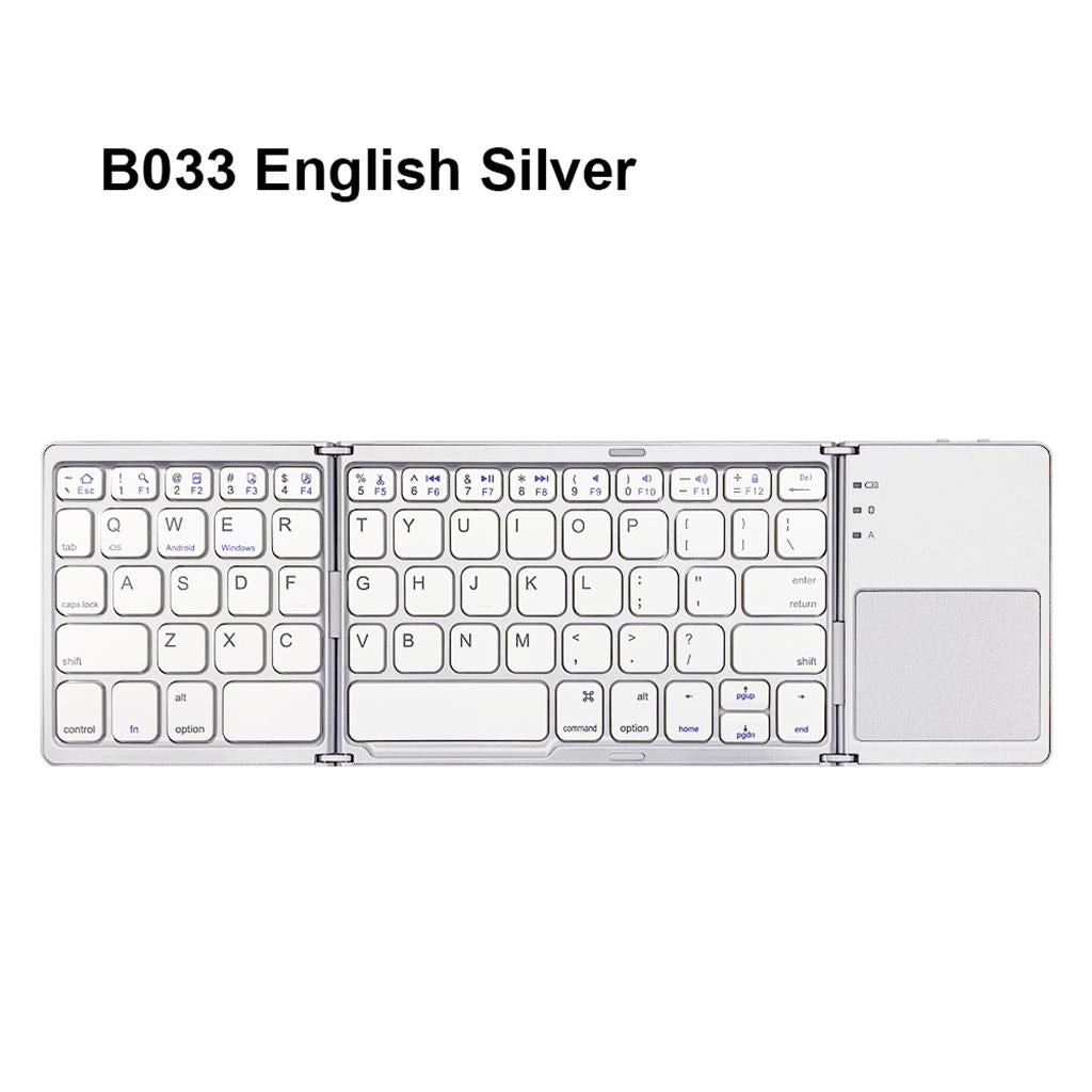 Ultra Slim Wireless Bluetooth Foldable Keyboard and Touchpad Silver