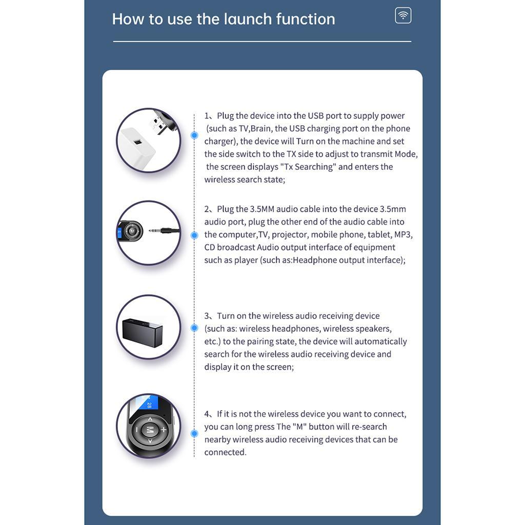 2 in 1 LCD USB Bluetooth Adapter Audio Receiver Transmitter Hand-free Call