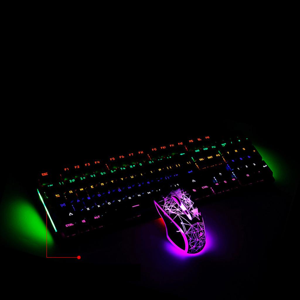 Gaming Mechanical Keyboard and Mouse Backlit 2400DPI For PC Blue Switches