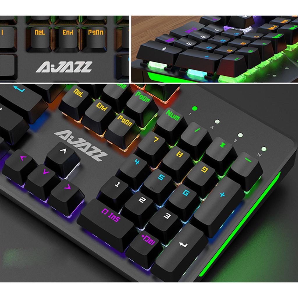 Gaming Mechanical Keyboard and Mouse Backlit 2400DPI For PC Black Switches