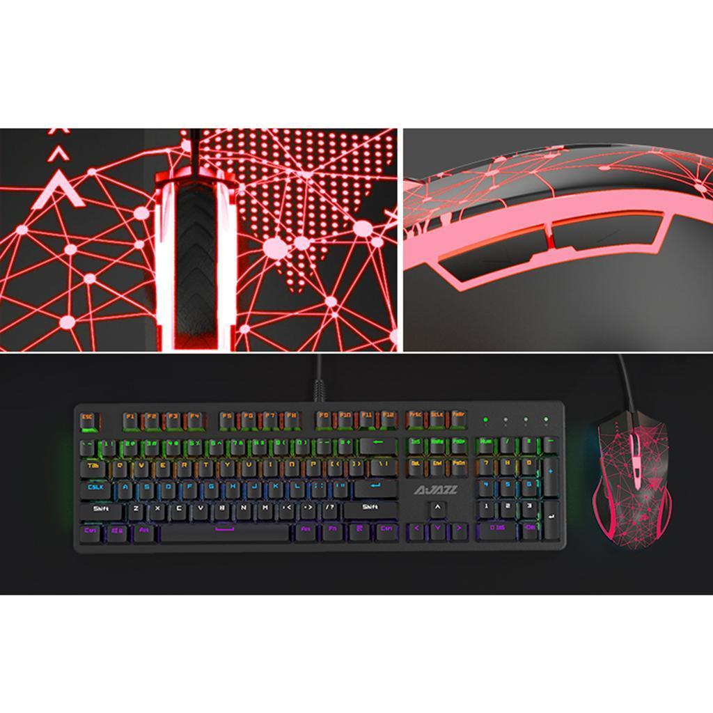 Gaming Mechanical Keyboard and Mouse Backlit 2400DPI For PC Red Switches