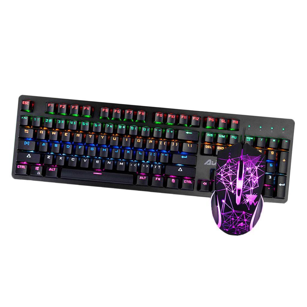Gaming Mechanical Keyboard and Mouse Backlit 2400DPI For PC Red Switches