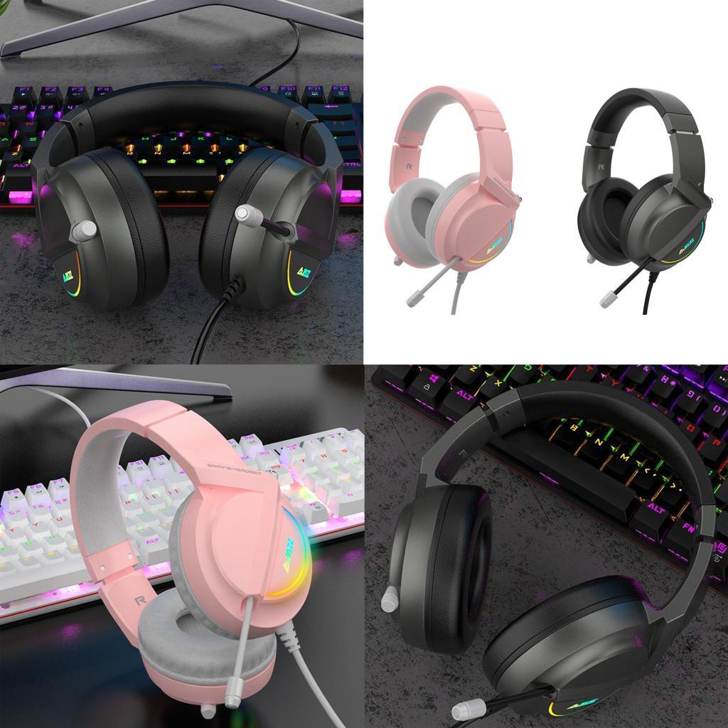 AX365 RGB Surround Gaming Headset Wired with Mic Led Backlit PC Laptop Black