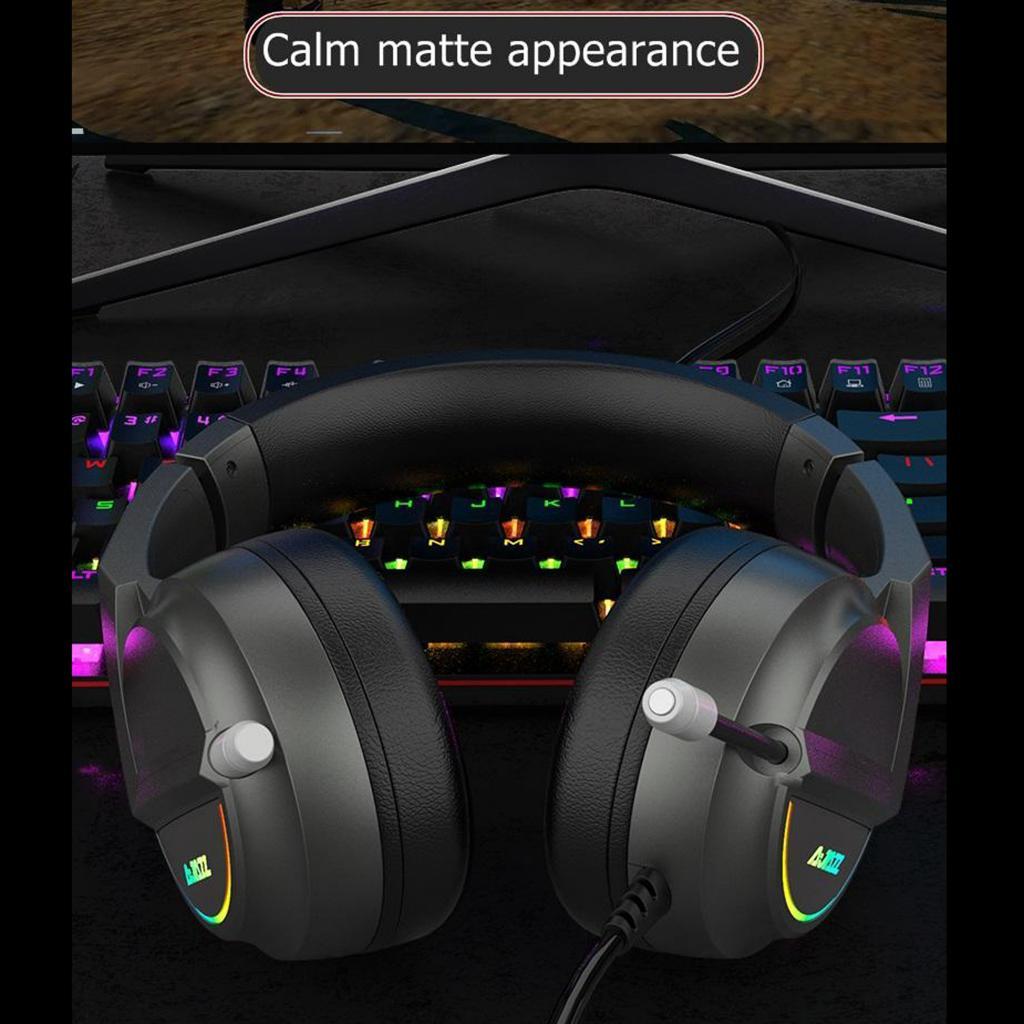 AX365 RGB Surround Gaming Headset Wired with Mic Led Backlit PC Laptop Black