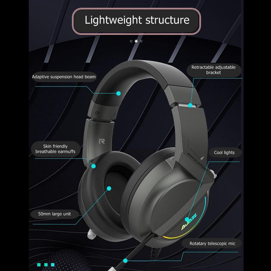 AX365 RGB Surround Gaming Headset Wired with Mic Led Backlit PC Laptop Pink