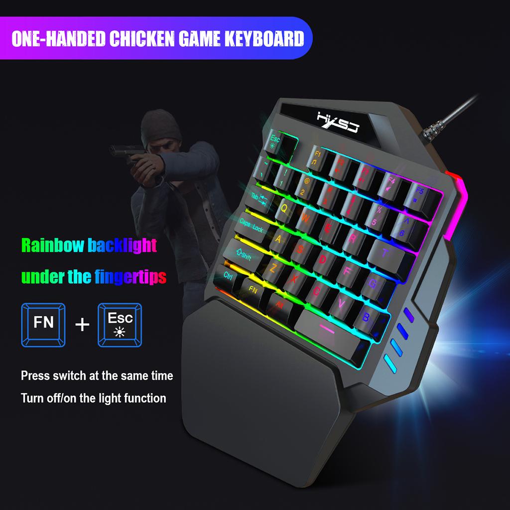 Mini One-Handed Gaming Keyboard Mouse Combo USB Wired Game 35 Keys Accessory V100+A869
