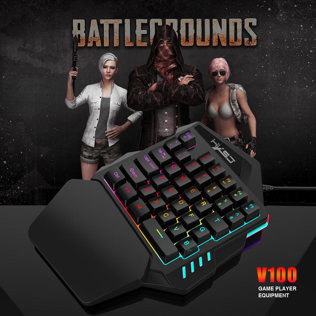 Mini One-Handed Gaming Keyboard Mouse Combo USB Wired Game 35 Keys Accessory V100+A869