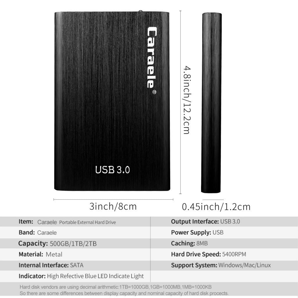 Portable High Speed USB3.0 External Hard Disk Drive Black 500G