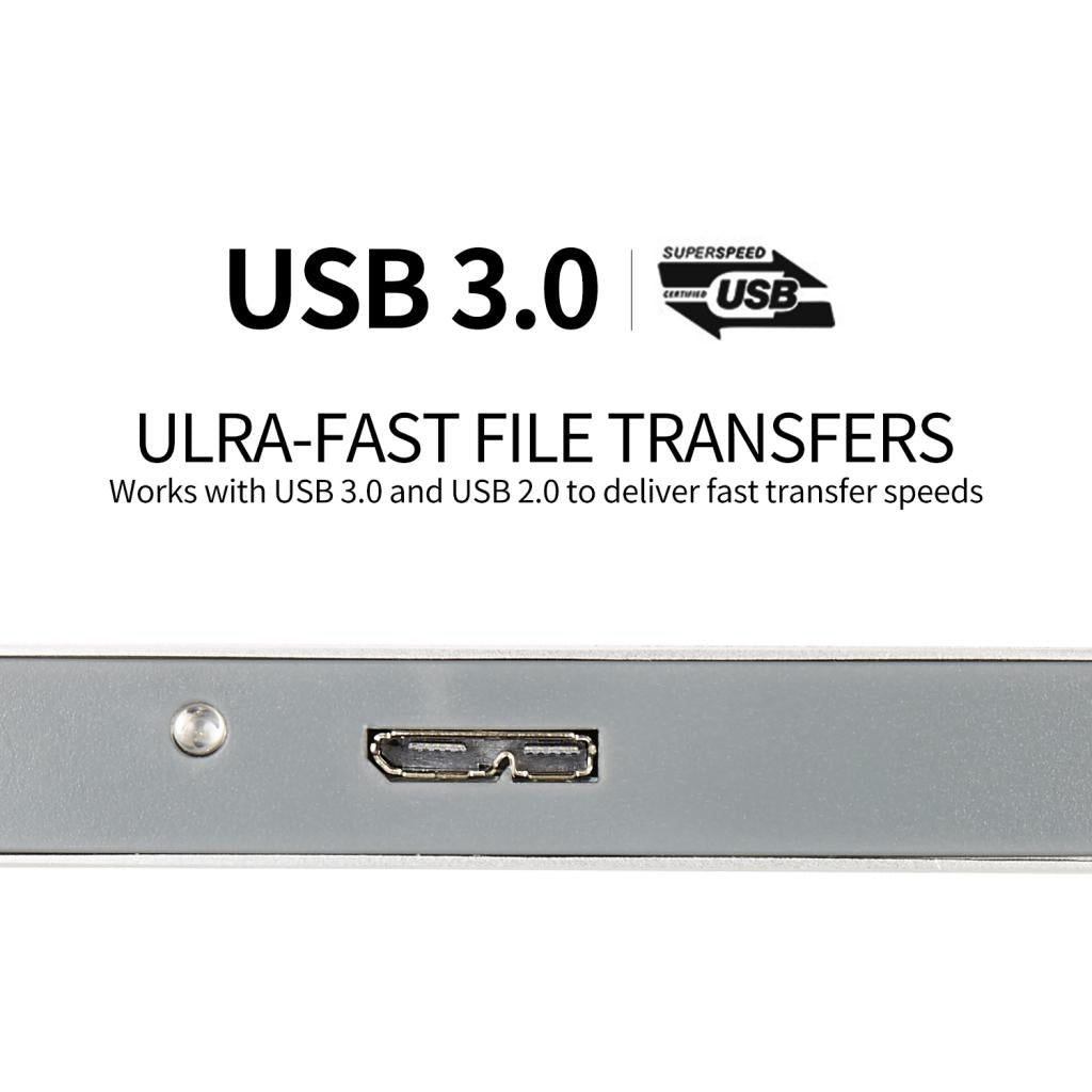 Portable High Speed USB3.0 External Hard Disk Drive Silver 2TB