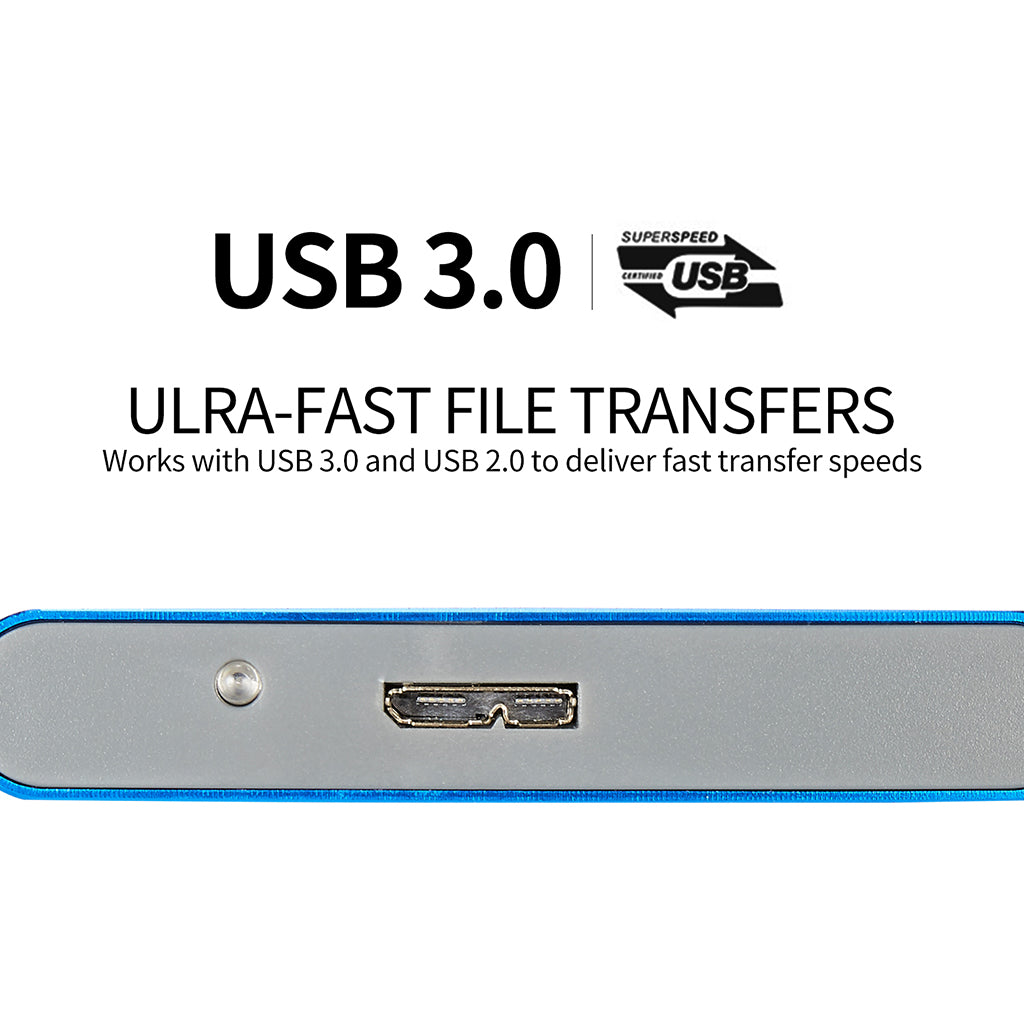 Portable High Speed USB3.0 External Hard Disk Drive Blue 2TB