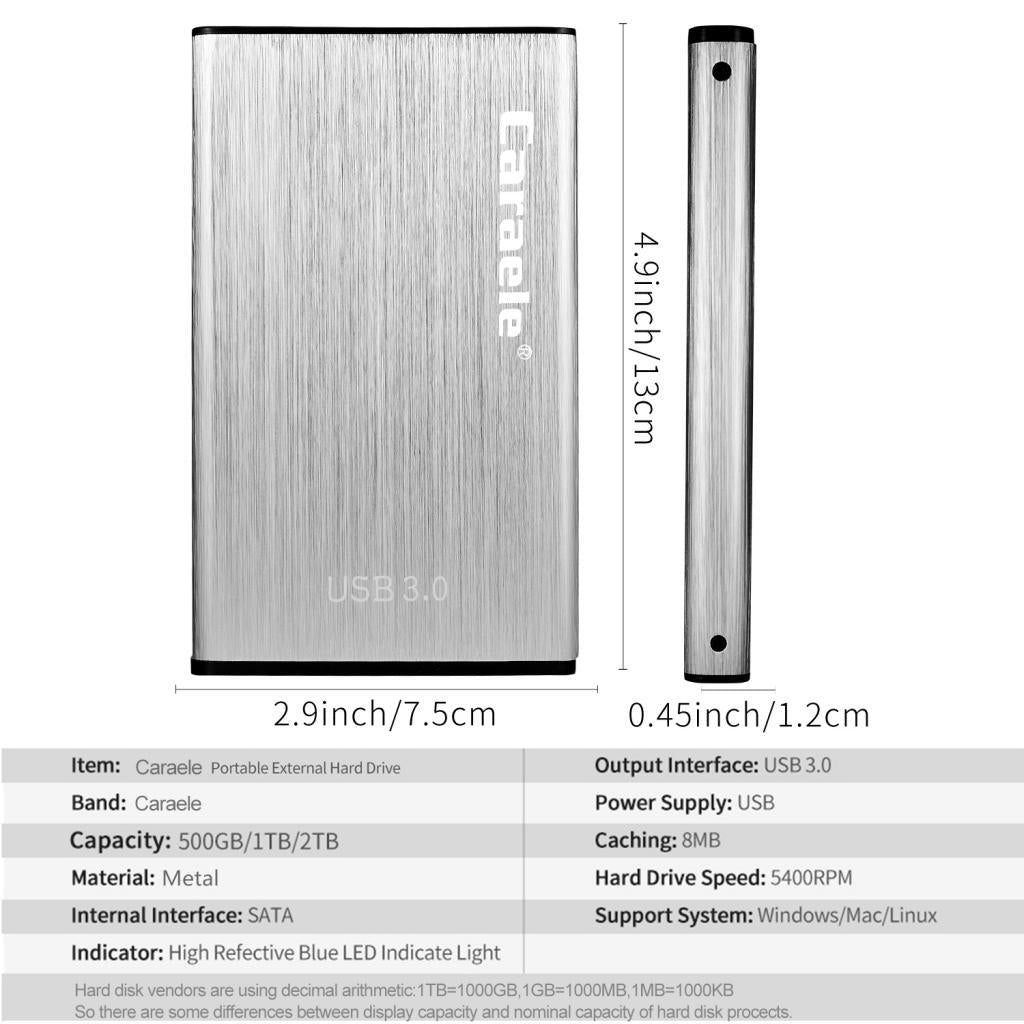 New Portable HDD External Hard Drive Disk USB 3.0 for PC Laptop Silver 1T