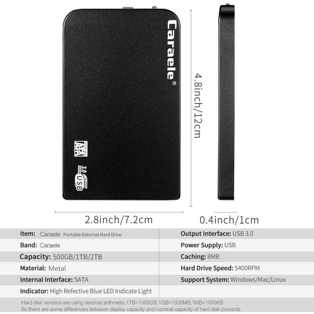 Portable High Speed USB 3.0 Mobile Hard Disk Storage Black 500GB