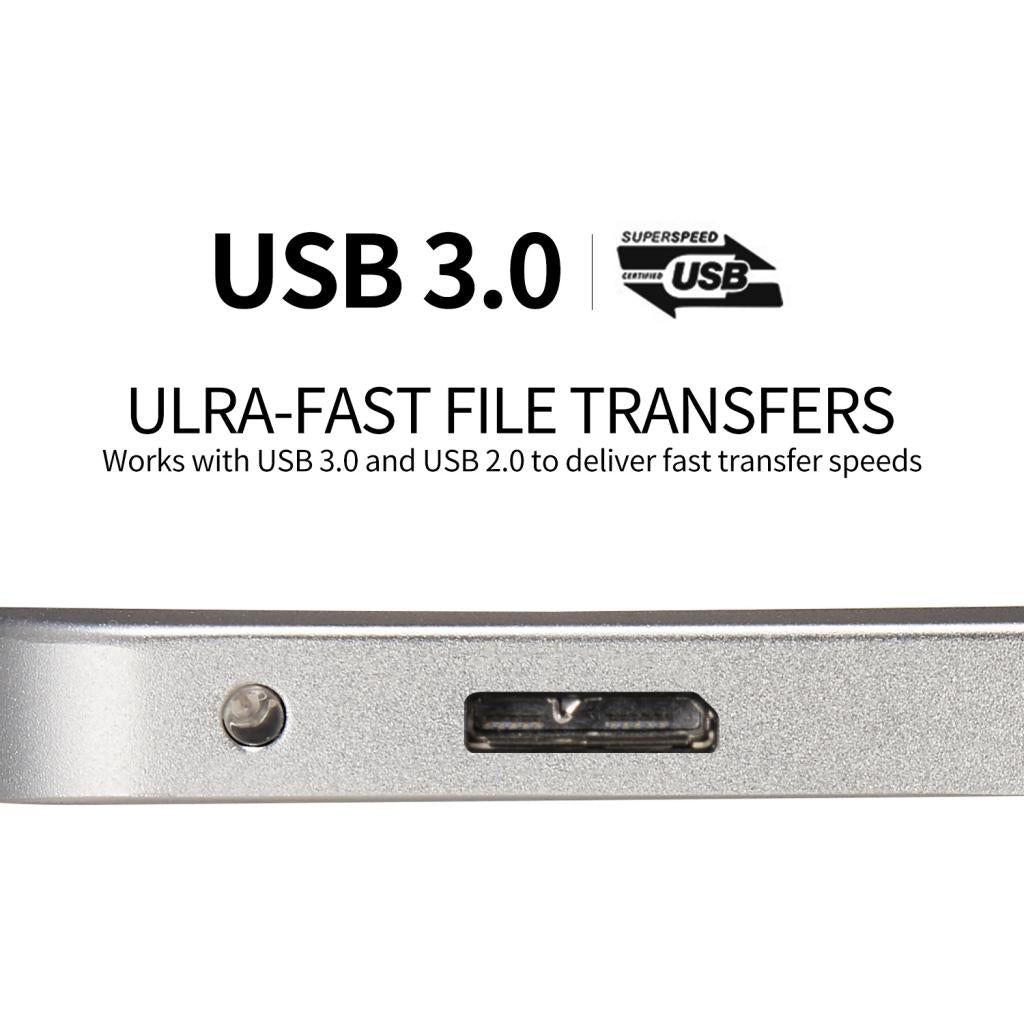 Portable High Speed USB 3.0 Mobile Hard Disk Storage Silver 2T