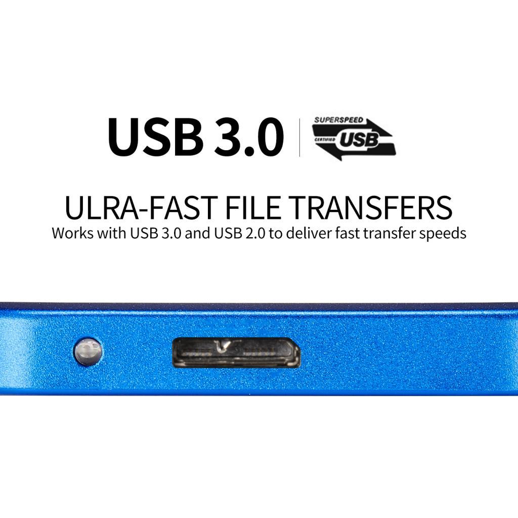 Portable High Speed USB 3.0 Mobile Hard Disk Storage Blue 2T