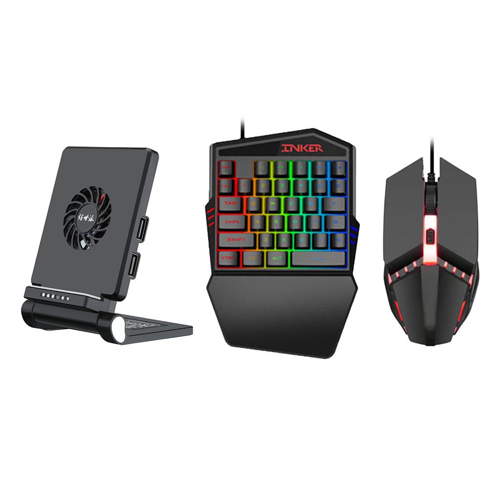 Backlight One Handed Gaming Keyboard Mouse Cooling Bracket Keyboard + Mouse