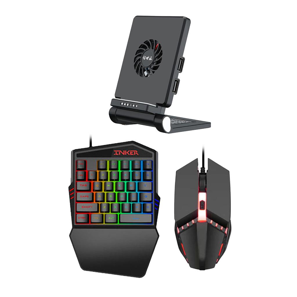 Backlight One Handed Gaming Keyboard Mouse Cooling Bracket Keyboard + Mouse