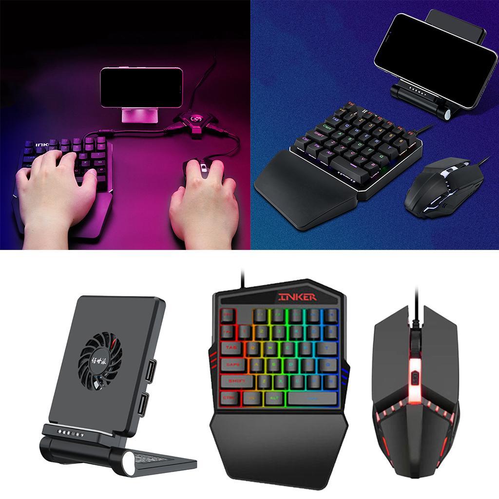 Backlight One Handed Gaming Keyboard Mouse Cooling Bracket Keyboard + Mouse