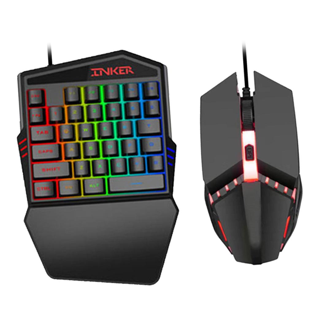 Backlight One Handed Gaming Keyboard Mouse Cooling Bracket Keyboard + Mouse