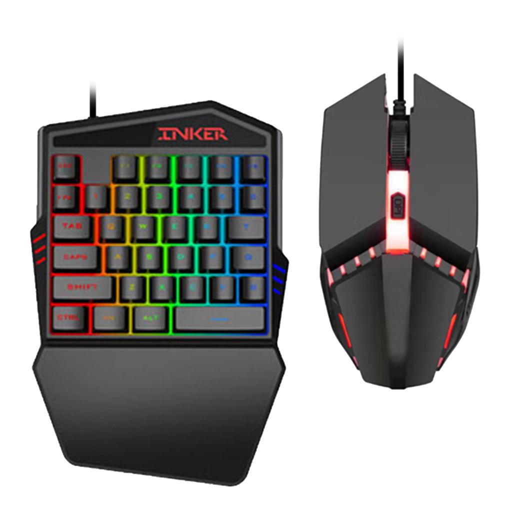 Backlight One Handed Gaming Keyboard Mouse Cooling Bracket Keyboard + Mouse