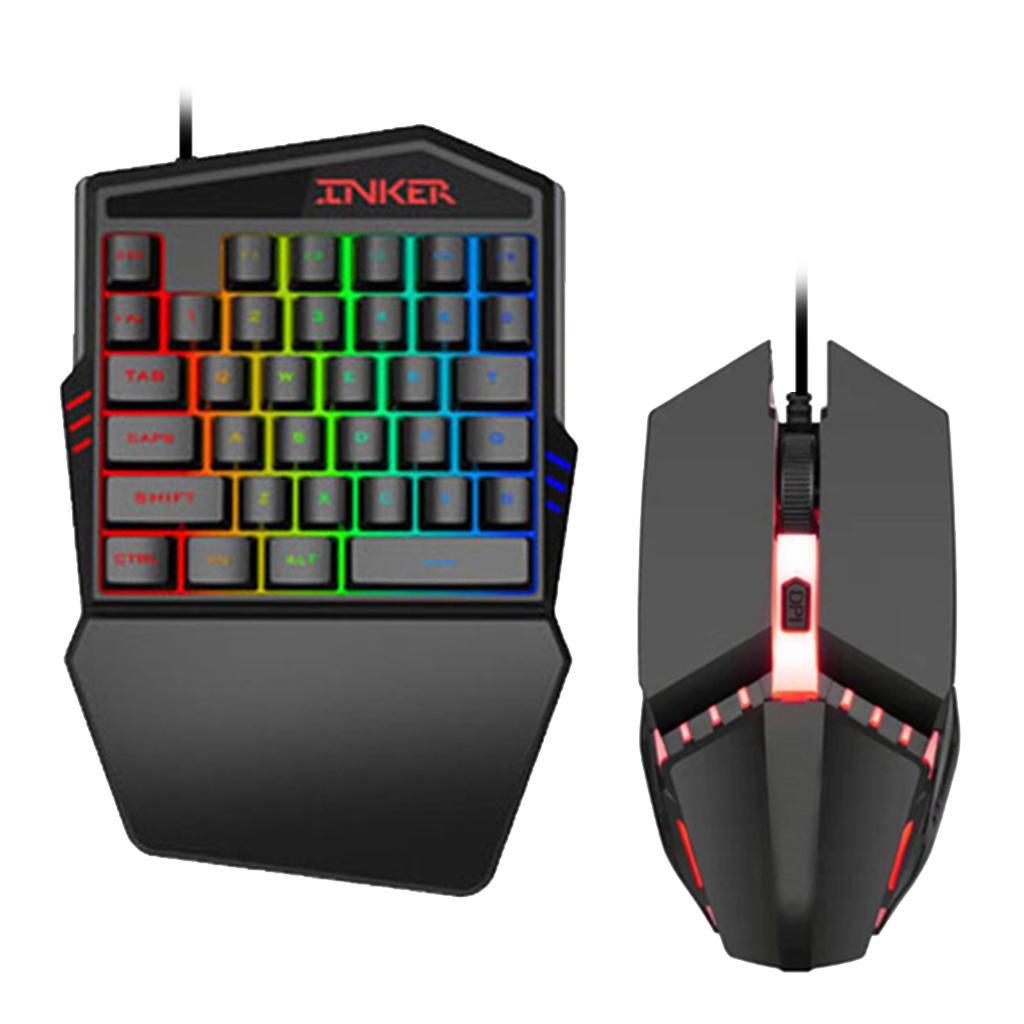 Backlight One Handed Gaming Keyboard Mouse Cooling Bracket Keyboard + Mouse