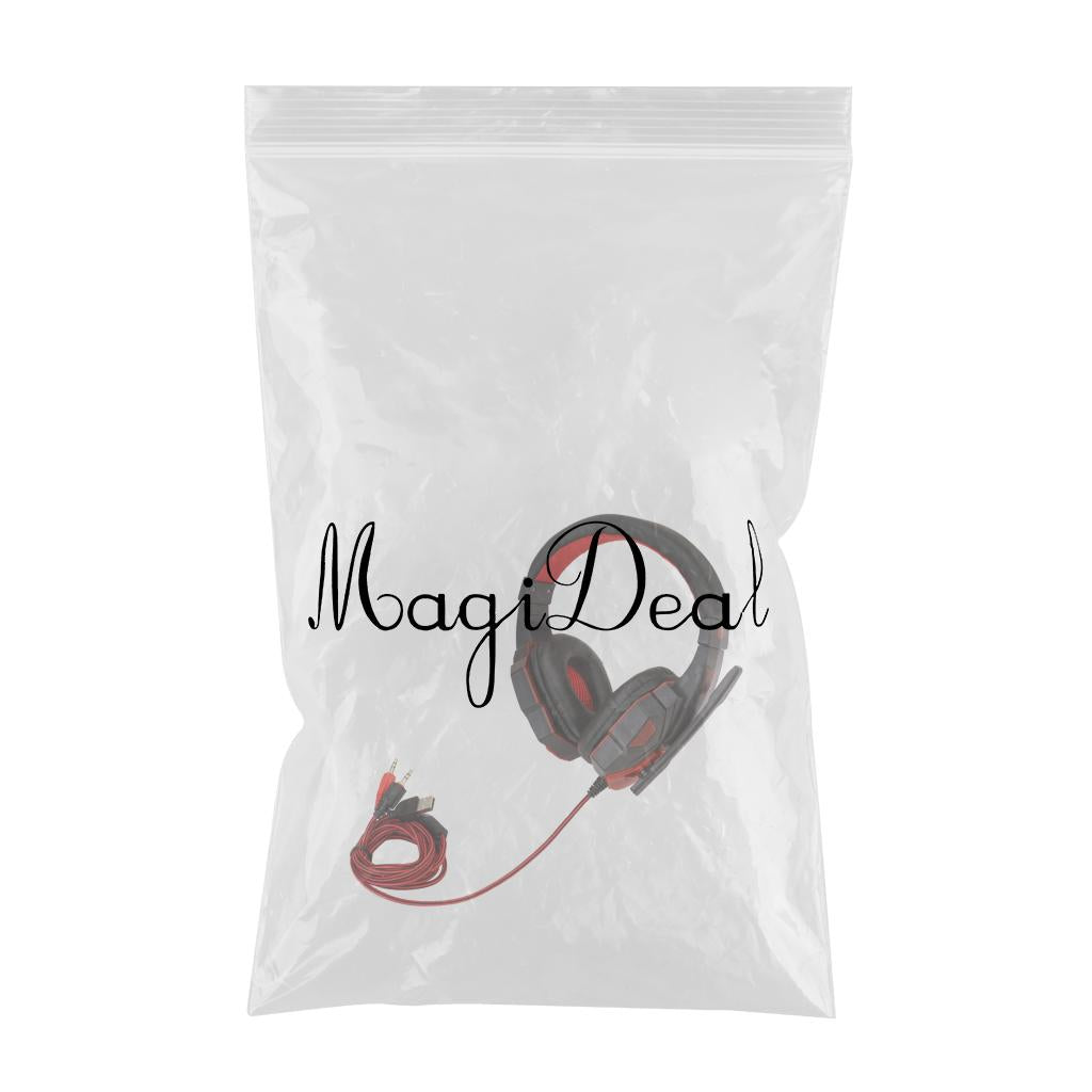 3.5mm Wired Game Gaming Headphones Earphones with Mic LED Light black red