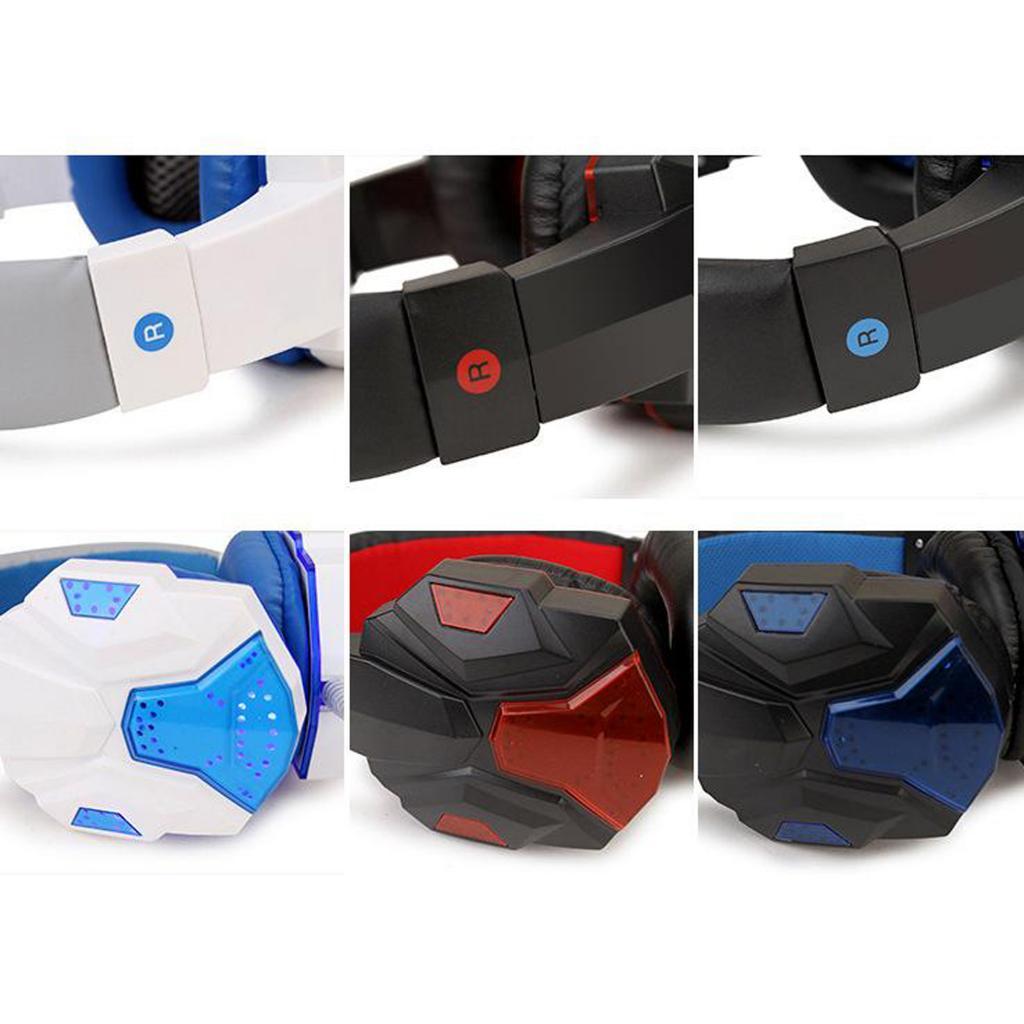 3.5mm Wired Game Gaming Headphones Earphones with Mic LED Light black blue