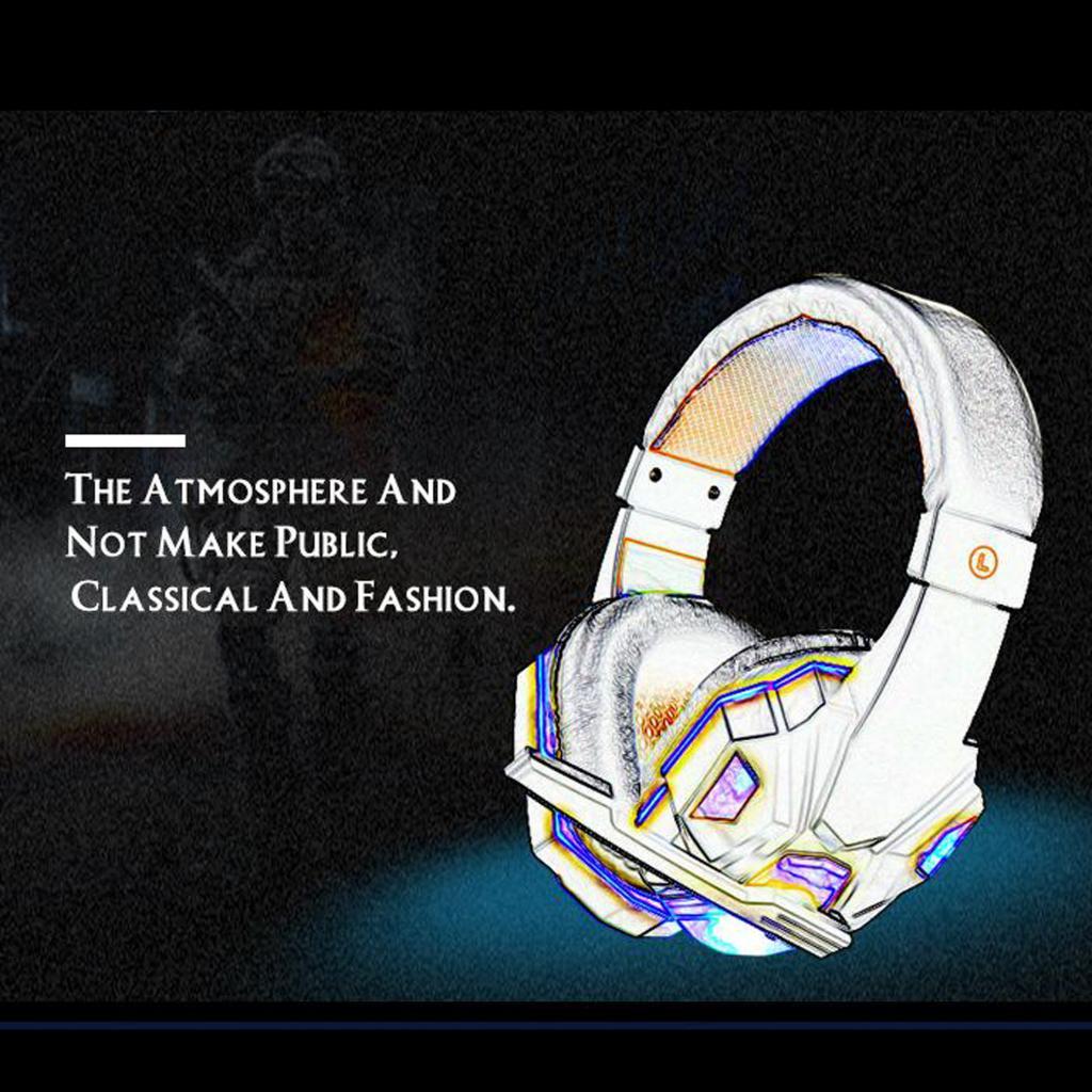 3.5mm Wired Game Gaming Headphones Earphones with Mic LED Light black blue