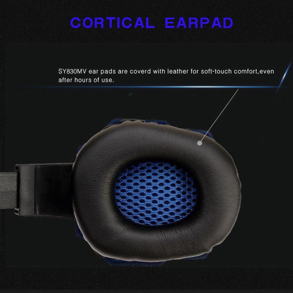 3.5mm Wired Game Gaming Headphones Earphones with Mic LED Light white blue