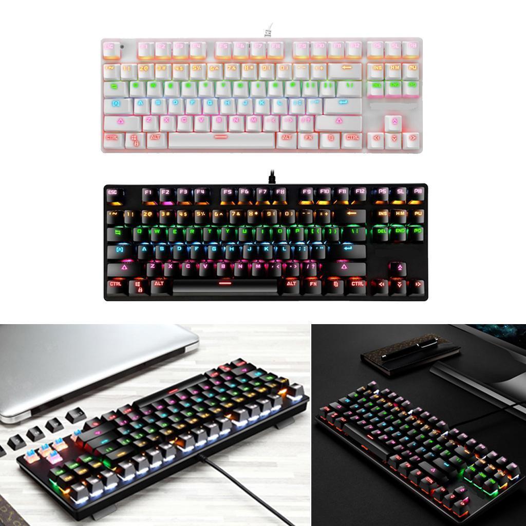 87 Keys Usb Wired Mechanical Keypad RGB Backlight Gaming PC Keyboard Black