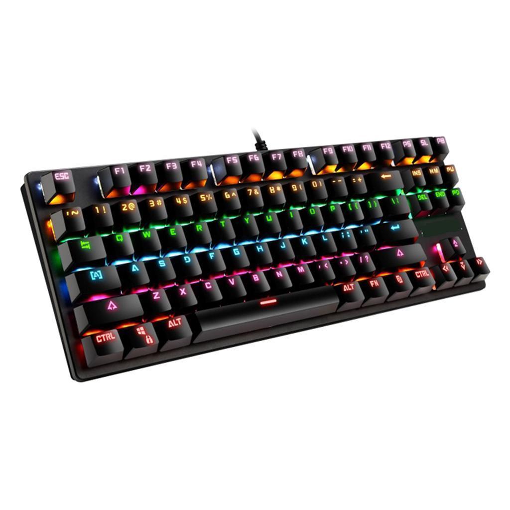 87 Keys Usb Wired Mechanical Keypad RGB Backlight Gaming PC Keyboard Black