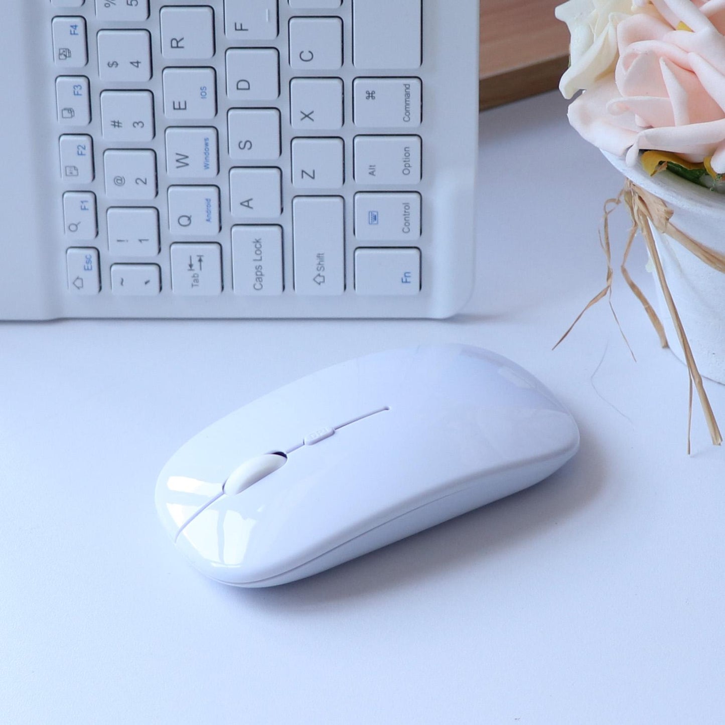 2.4GHz Bluetooth Keyboard Mouse Comb Set for iPad 10 inch white