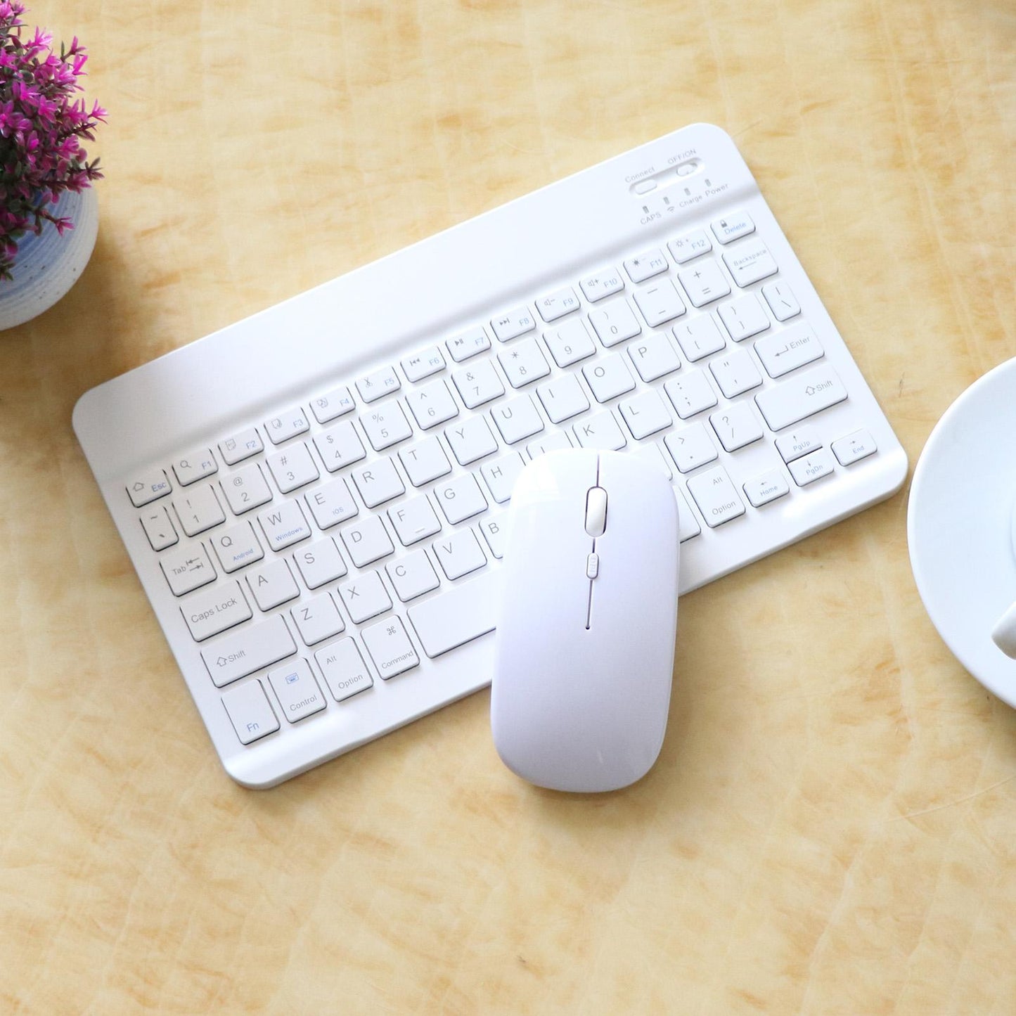 2.4GHz Bluetooth Keyboard Mouse Comb Set for iPad 10 inch white