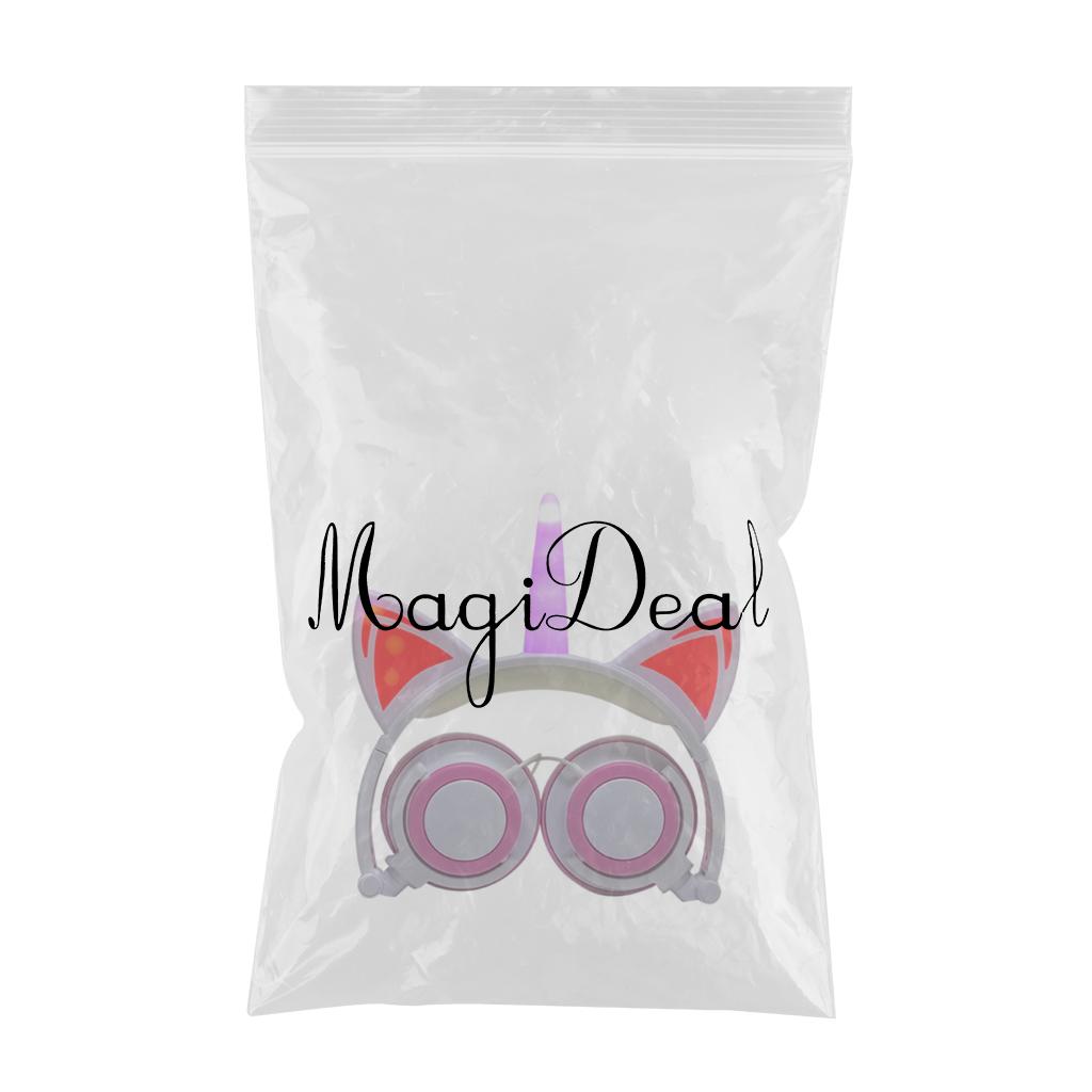 Cat Ear Unicorn Kids Headphones LED Flashing Girls Headband white pink