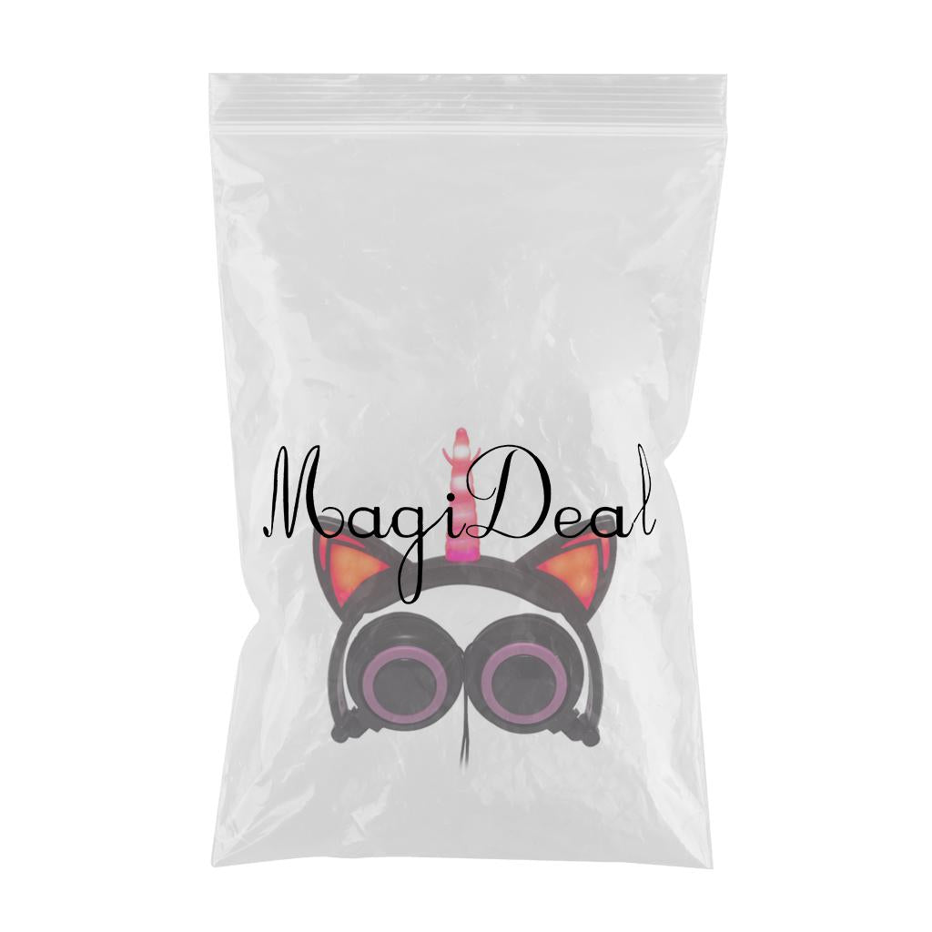 Cat Ear Unicorn Kids Headphones LED Flashing Girls Headband black pink