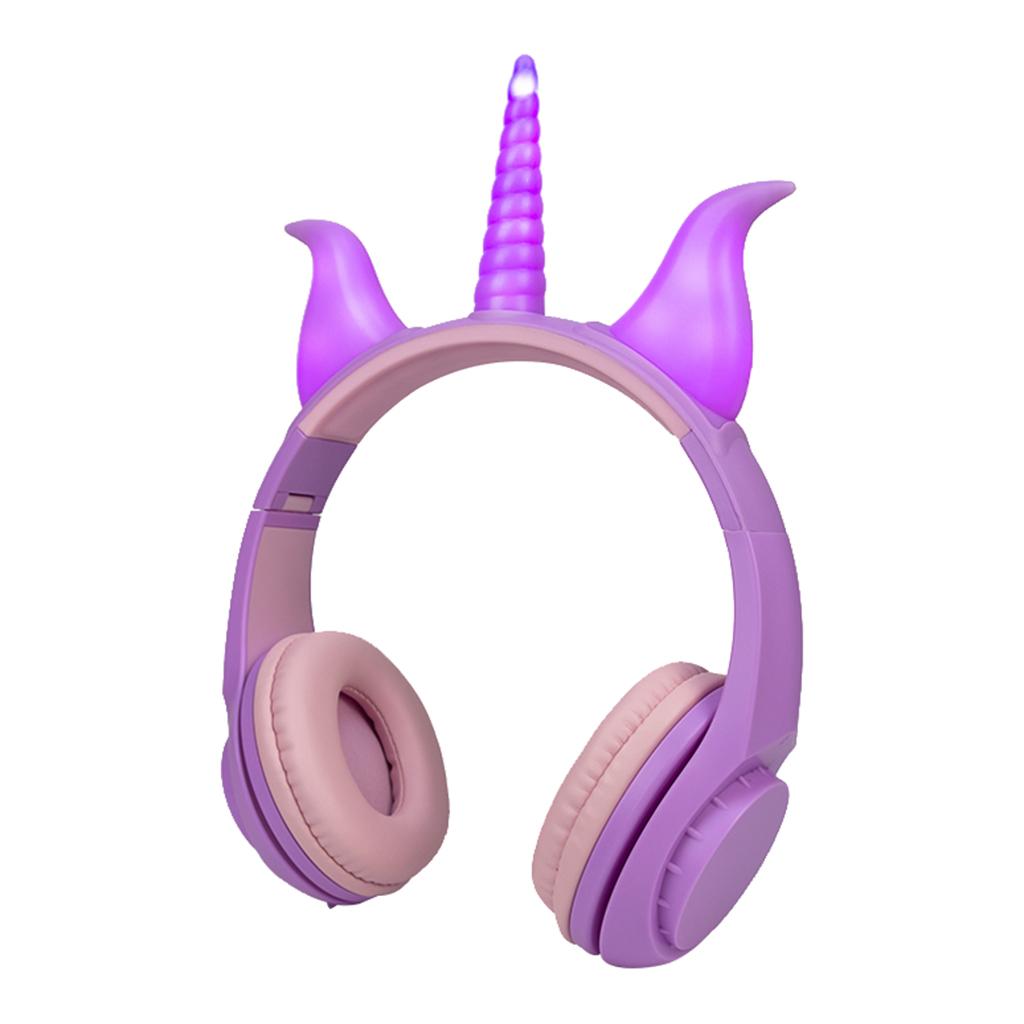 Cute Unicorn 3.5mm Wired Headphone Girls 103dB Music Headset Purple