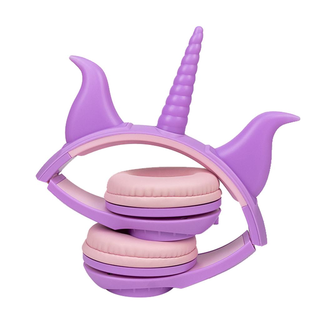 Cute Unicorn 3.5mm Wired Headphone Girls 103dB Music Headset Purple