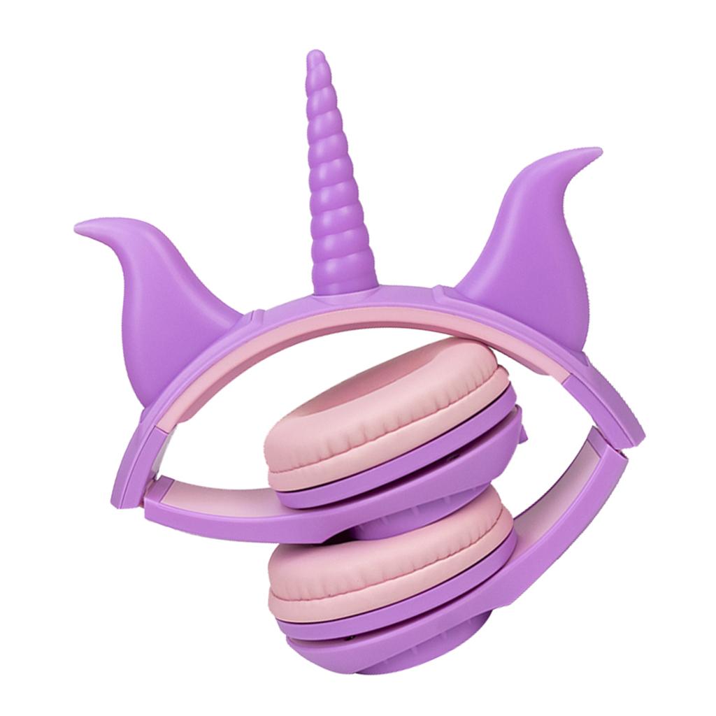 Cute Unicorn 3.5mm Wired Headphone Girls 103dB Music Headset Purple