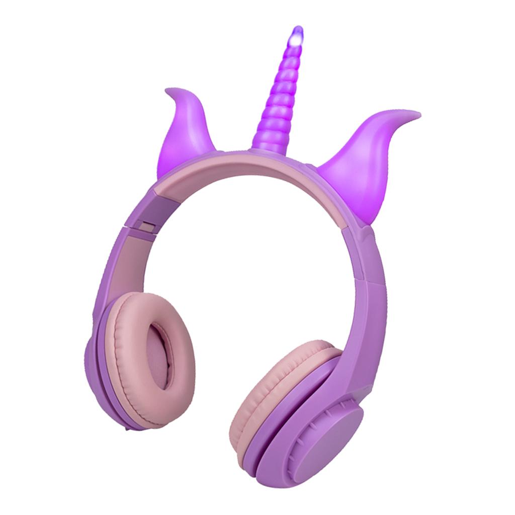 Cute Unicorn 3.5mm Wired Headphone Girls 103dB Music Headset Purple