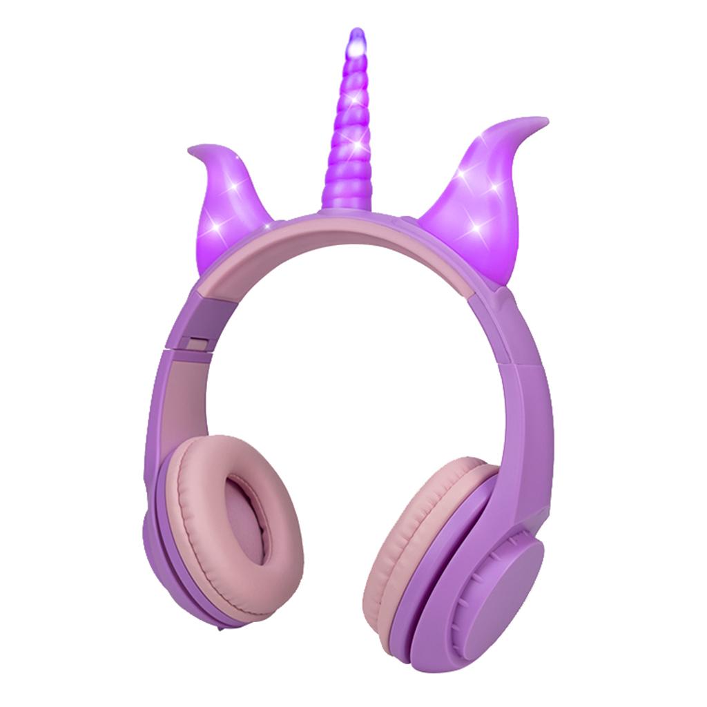 Cute Unicorn 3.5mm Wired Headphone Girls 103dB Music Headset Purple